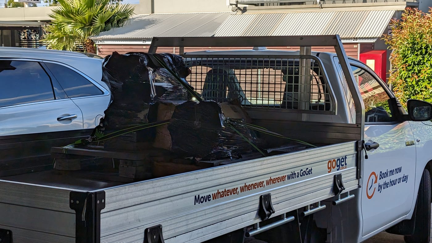 Engine loaded in the ute